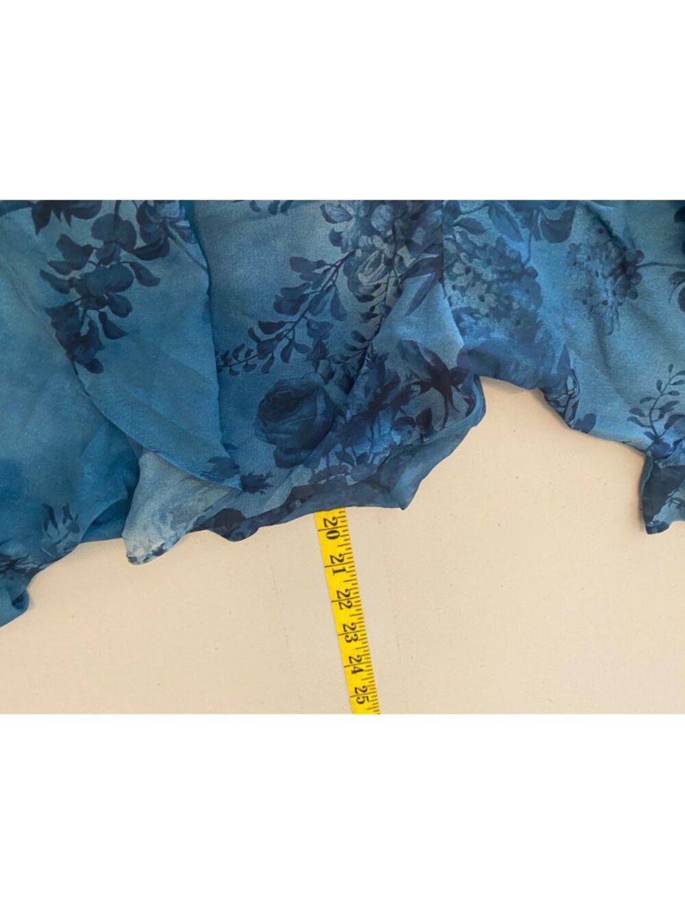 NWT Ador Blue Floral Tiered Maxi Dress Flutter Sleeves XL - Picture 9 of 10